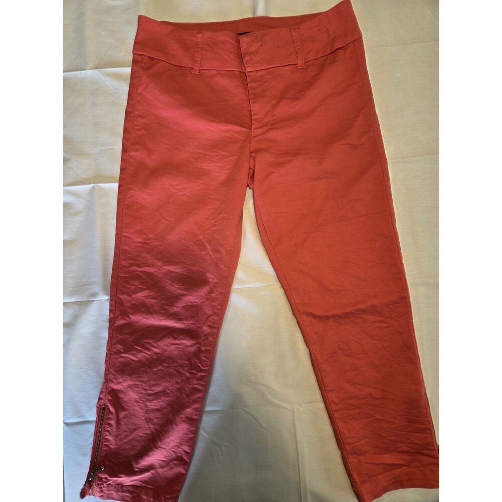 TINSEL Red Cropped Pants Womens Zipper Accent Pockets Casual Solid 035